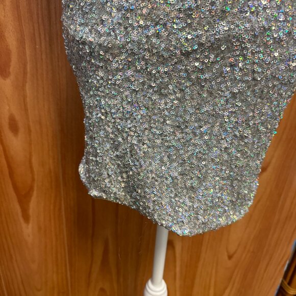 Charlotte Russe Silver Sequin Sleeveless Mini Dress M Medium Cocktail Party - Picture 3 of 6